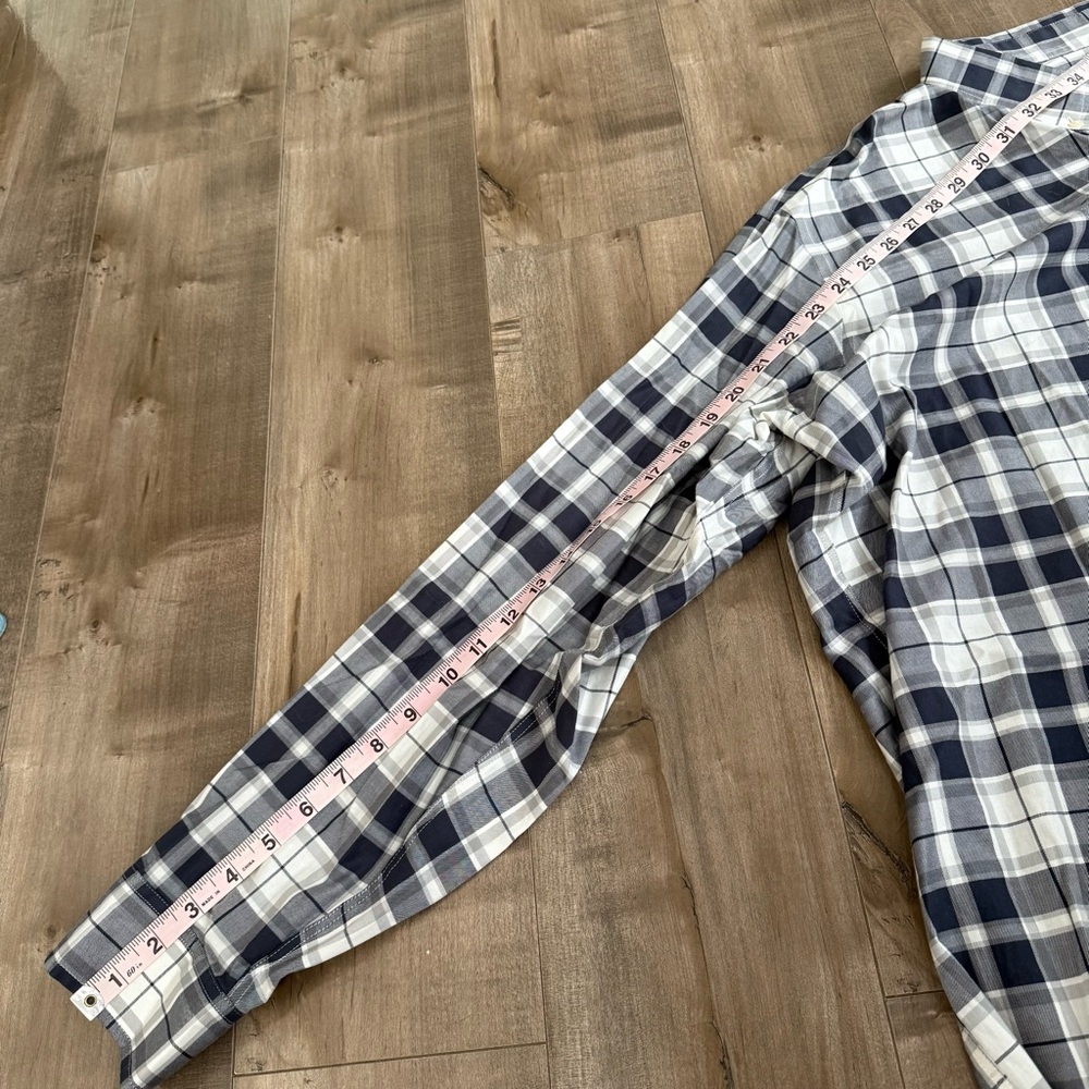 Orvis Button Down Shirt Classic Fit XXL Check Plaid Navy Blue White Pocket - Picture 6 of 7